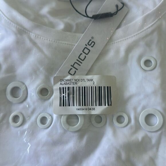 Chicos Grommet Neck Detail Tank Alabaster 2 NWT IN PACKAGE - Picture 9 of 10